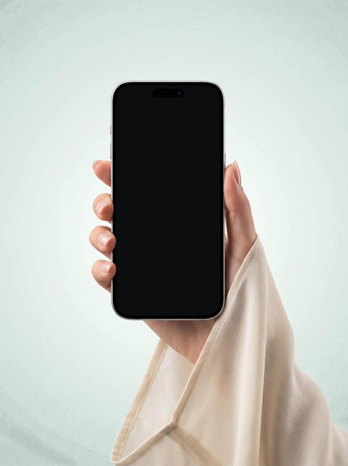 A hand holding an iPhone with the Nayra app open.